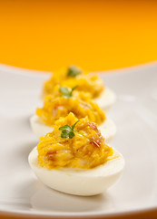 Boiled eggs cut in half