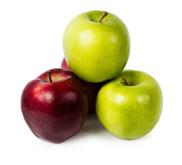 Red and green apples isolated on white background