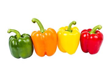 Bell peppers all colors isolated on white background