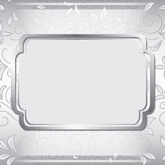 gray frame on floral background - vector