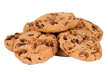 Cookies with chocolate drops isolated