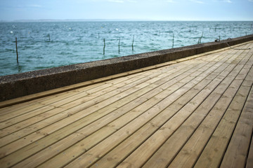 Fototapeta premium Mer, Arcachon, vacances, terrasse, été, océan, bois