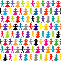 Seamless background with colored children hand in hand