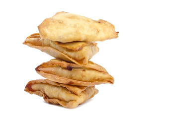 Deep Fried Indian Samosas Isolated on White