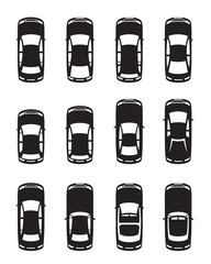 Different cars seen from above - obrazy, fototapety, plakaty