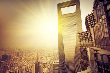 Photo sur Aluminium Shanghai aperçu du bâtiment moderne shanghai