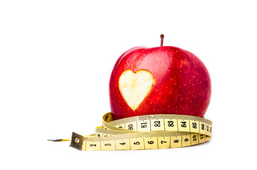 Red apple with a heart symbol