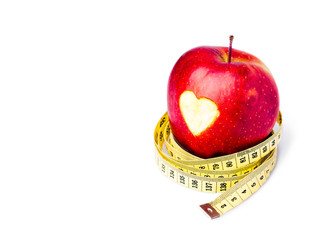Red apple with a heart symbol