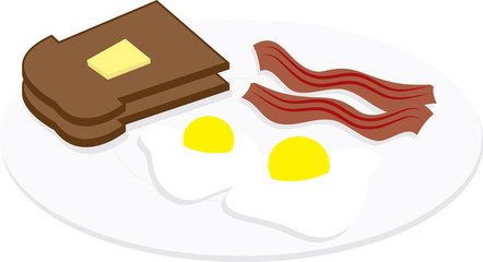 Eggs, bacon and toast on a plate