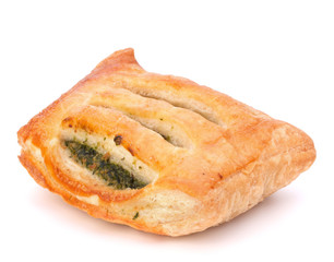 Puff pastry bun isolated on white background.