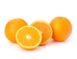 Sliced orange fruit segments  isolated on white background