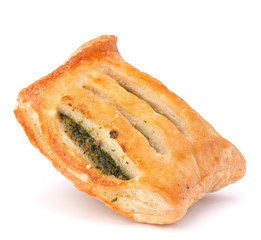 Puff pastry bun isolated on white background.