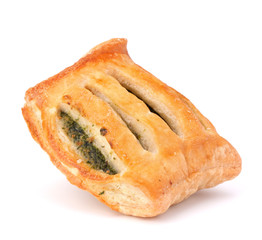 Puff pastry bun isolated on white background.