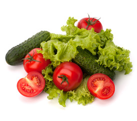 Tomato, cucumber vegetable and lettuce salad