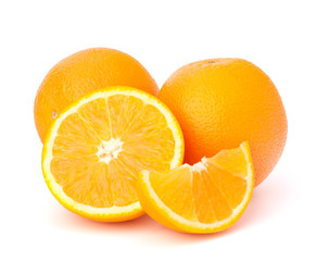 Sliced orange fruit segments  isolated on white background