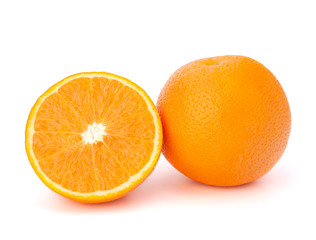 Sliced orange fruit segments  isolated on white background