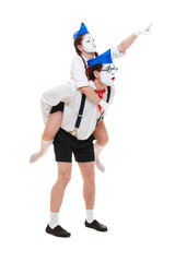 studio shot of funny actors