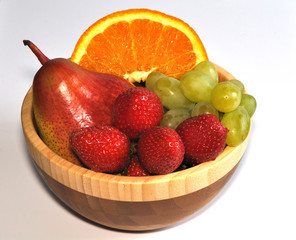 Mix of fuits in wooden dish