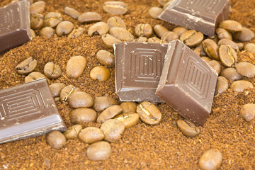 Chocolate and coffee beans
