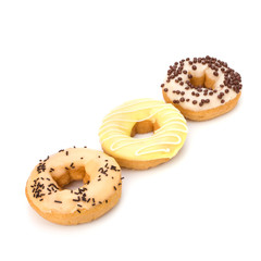 Delicious doughnuts isolated on white background