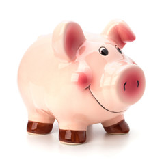 Lucky piggy bank isolated on white background