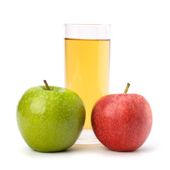 apple juice in glass and apple