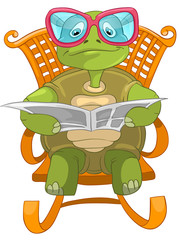Fototapeta premium Funny Turtle Reading.