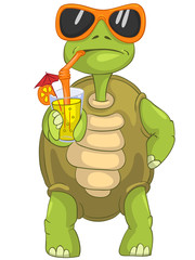 Obraz premium Zabawny koktajl do picia żółwia.
