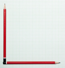 Blank graph paper with pencils as axis