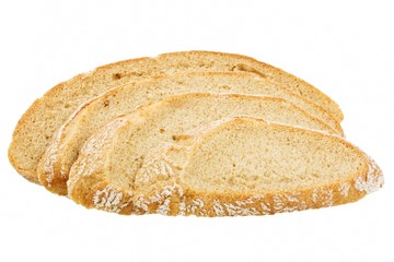 Slices of bread isolated on white background