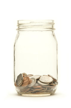 American coins in a jar