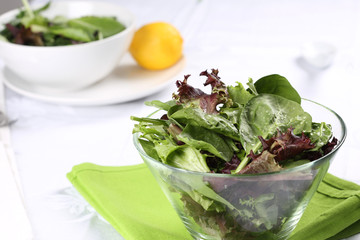 Fresh baby spinach and salad