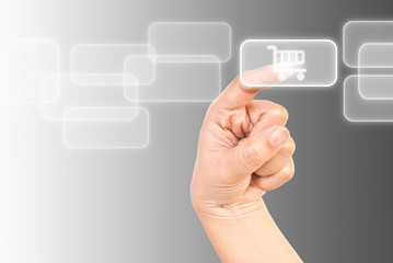 Hand pushing Button.