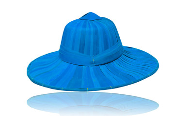 Blue hat isolated on white, side view