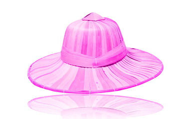 Pink Straw hat isolated on white background