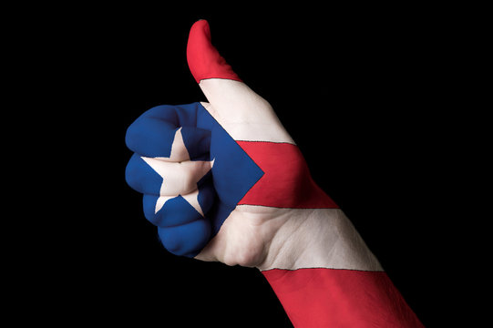 puerto rico national flag thumb up gesture for excellence and ac