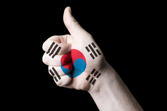 south korea national flag thumb up gesture for excellence and ac