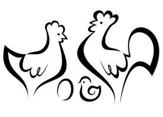 chicken symbols set