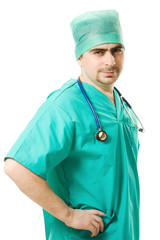 Male doctor with a stethoscope