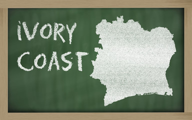 outline map of ivory coast on blackboard