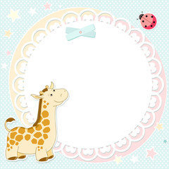 Vector background with cute giraffe