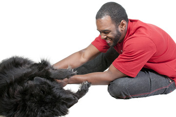 Man Playing with Dog