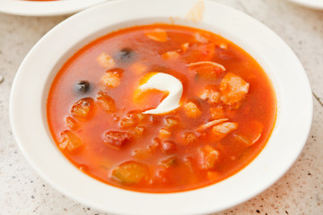 Solyanka on the plate