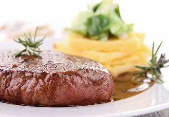 grilled meat and vegetables