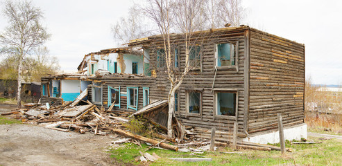 Old broken wooden building