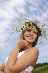 young woman with flower diadem