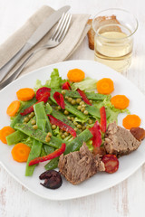 boiled meat with sausages and vegetables