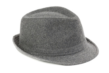 Stylish gray fedora hat - obrazy, fototapety, plakaty