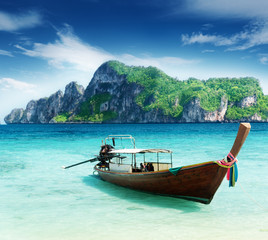 Naklejka na ściany i meble boat on Phi Phi island Thailand