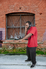 Man listening to Headphones